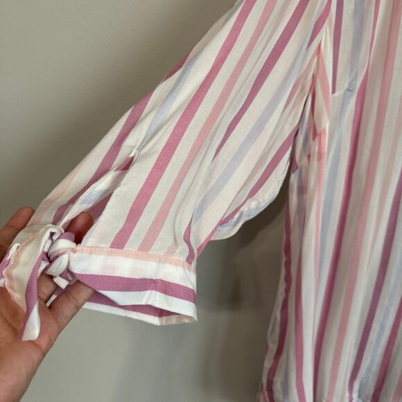 Adrienne Vittadini Women's Top Size 3X Pink White Striped Feminine Barbiecore - Picture 3 of 12